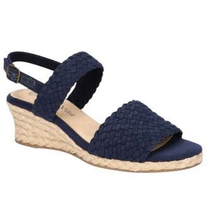 BELLA VITA Mariella Espadrille Wedge Sandal Navy Suede 9WW Wide Comfort